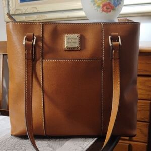 Dooney & Bourke Brown Saffiano Leather Lexington Tote